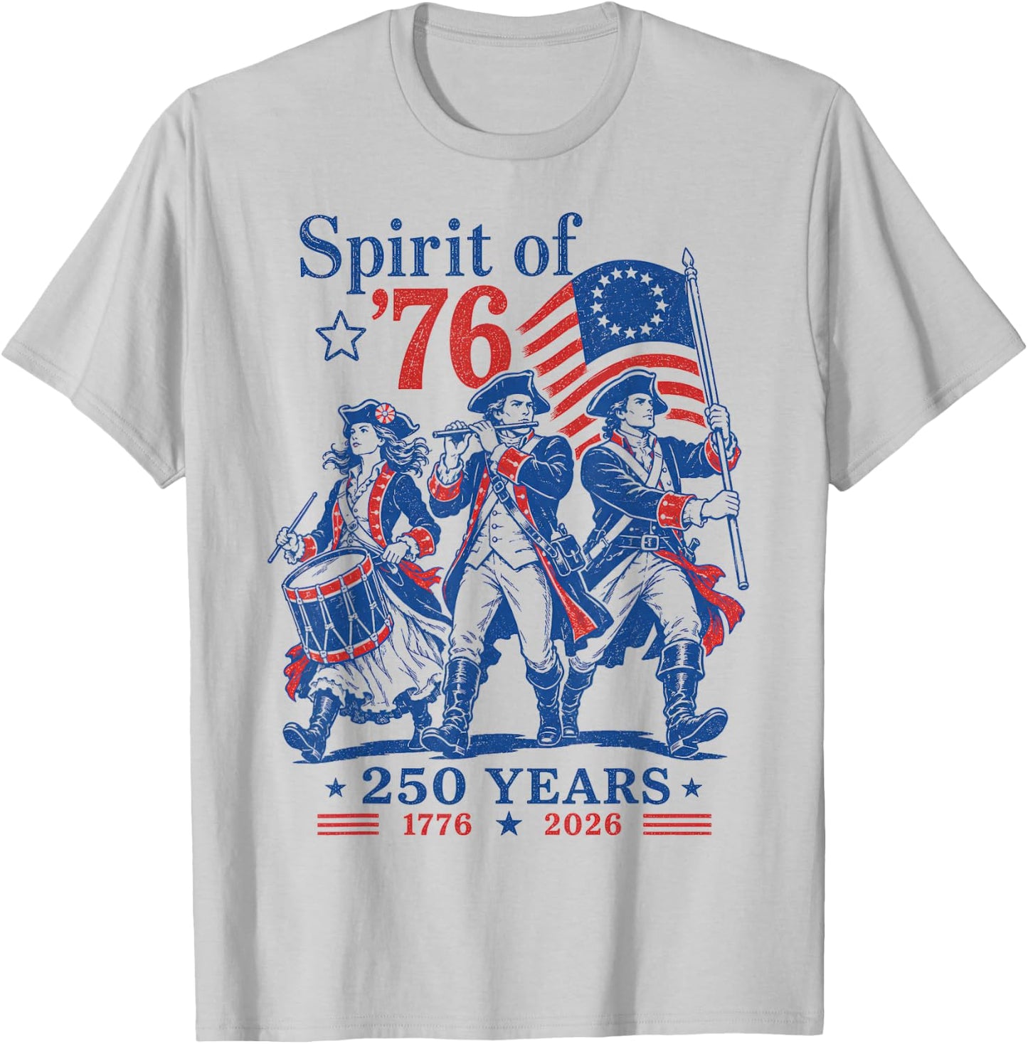 Spirit of 76 Vintage 4th of July T-Shirt - T-Shirt | Ash