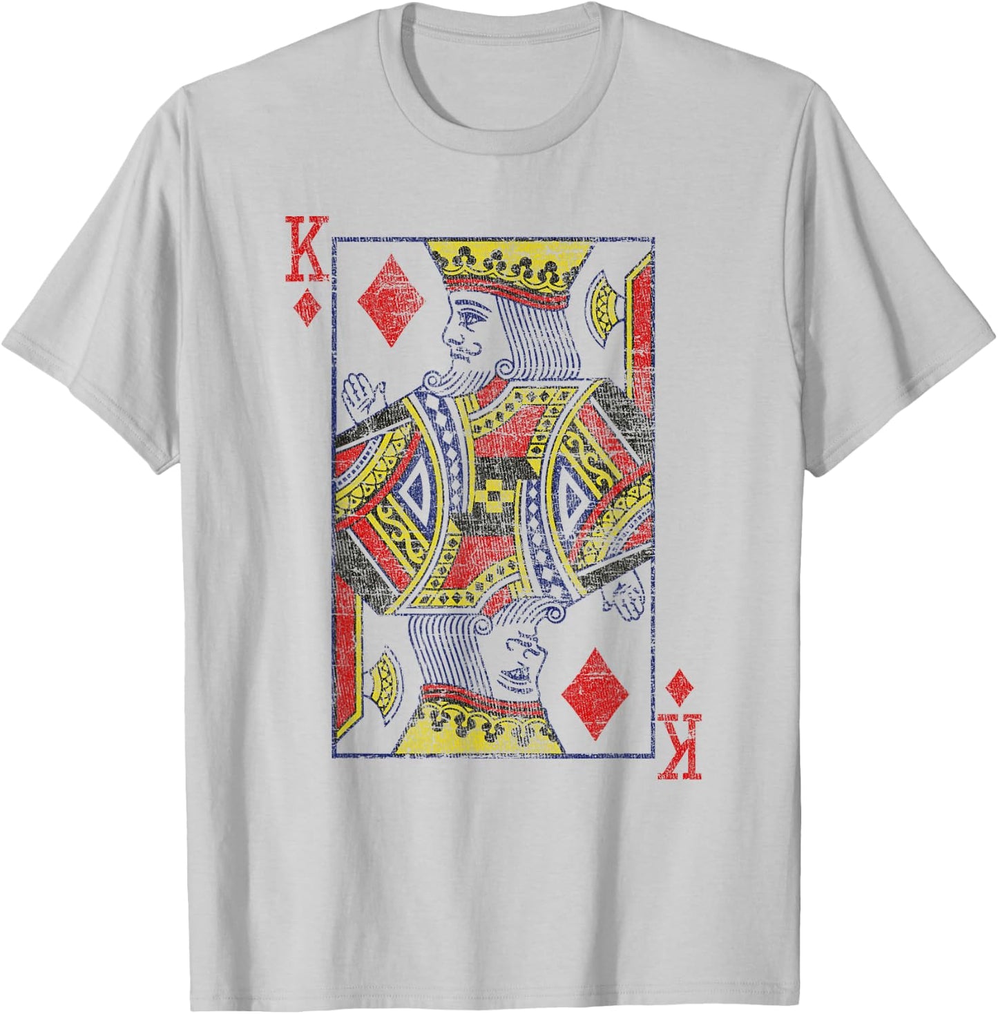 King Of Diamonds Playing Card Costume Poker Distressed T-Shirt - T-Shirt | Ash