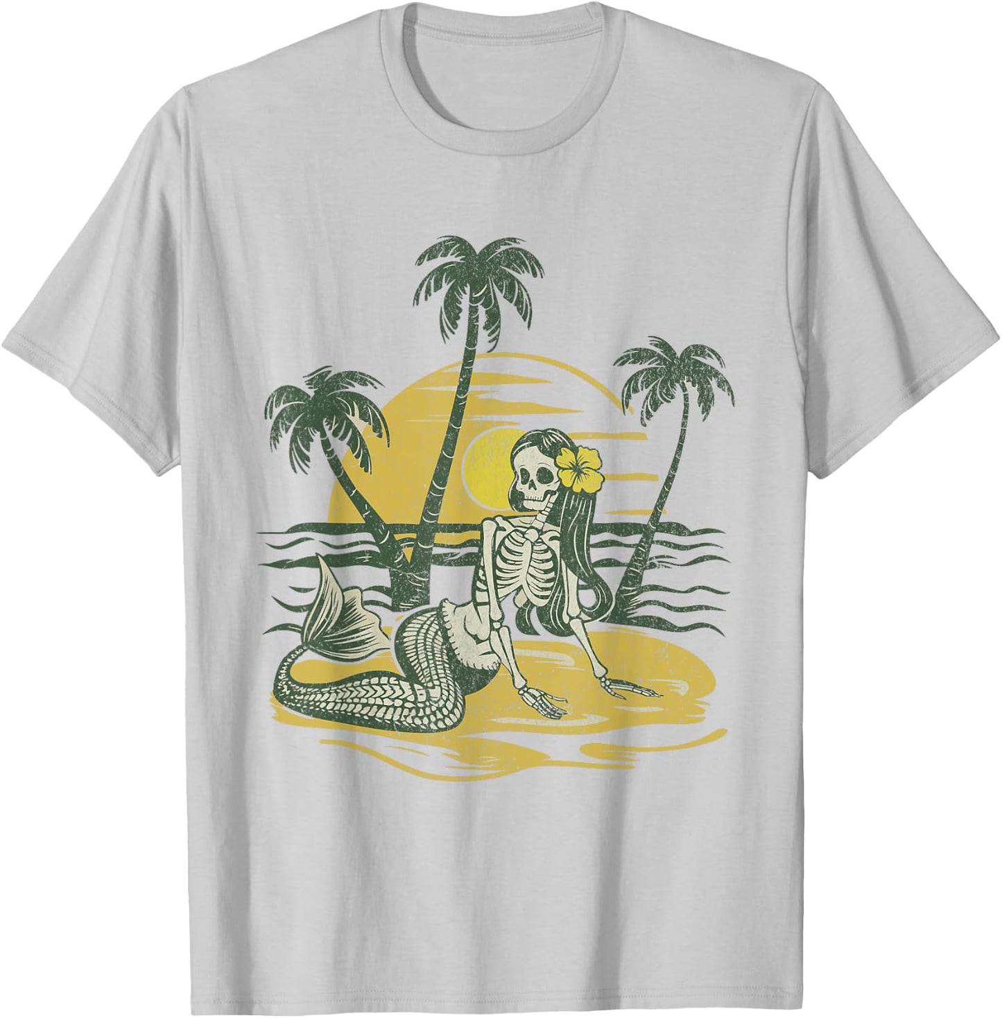 Classic Skeleton Sunset Mermaid Beach Vibes Women T-Shirt - T-Shirt | Ash