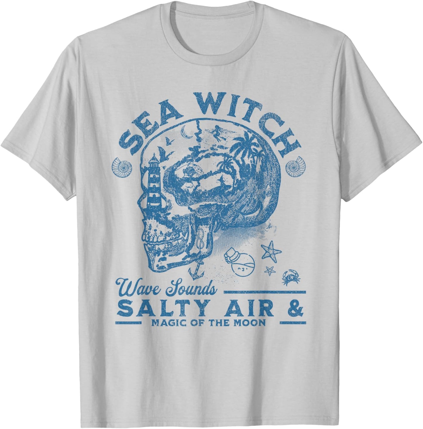 Sea Witch Wave Sounds Salty Air and Magic of the Moon T-Shirt - T-Shirt | Ash
