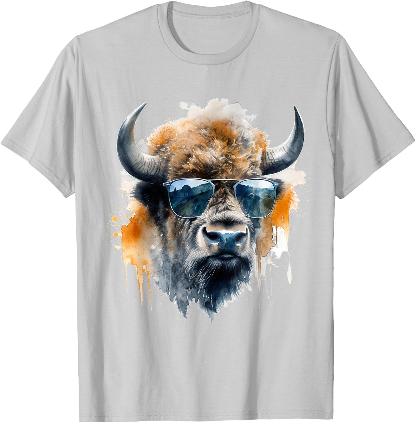 Bison Sunglasses - Art Animals Bison T-Shirt - T-Shirt | Ash