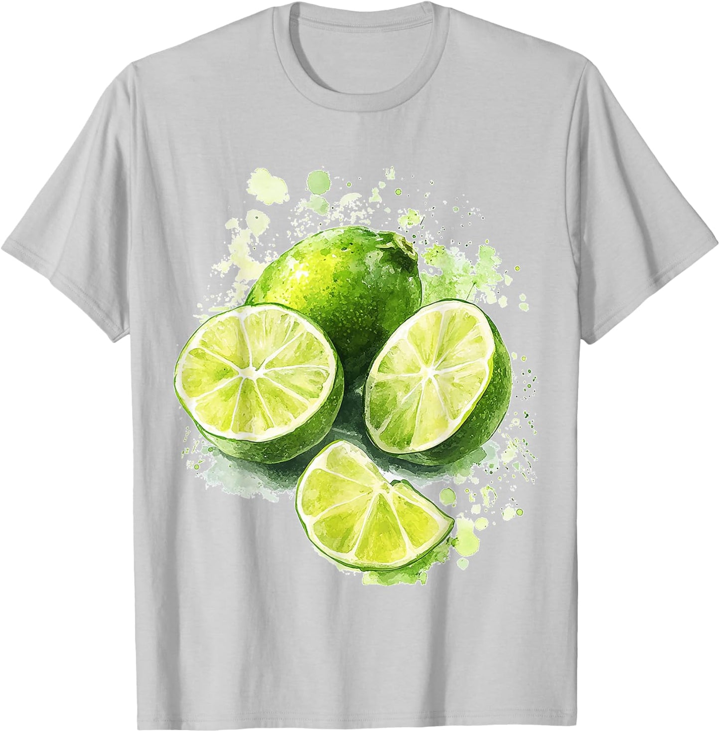 Lime Fruit Graphic Watercolor Art Lime , White T-Shirt - T-Shirt | Ash