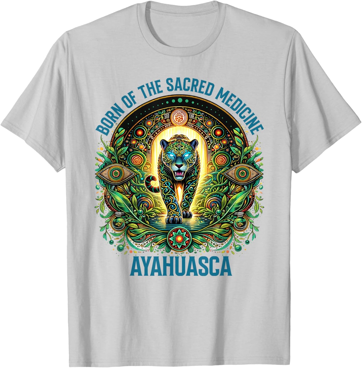 Ayahuasca Psychedelic Born of Scared Medicine Ayahuasca T-Shirt - T-Shirt | Ash