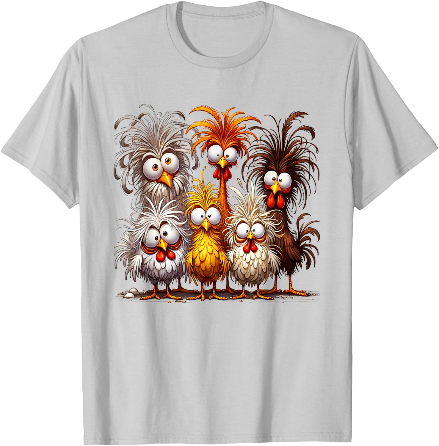 Funny Eagerly Quirky Chicken Art T-Shirt - T-Shirt | Ash