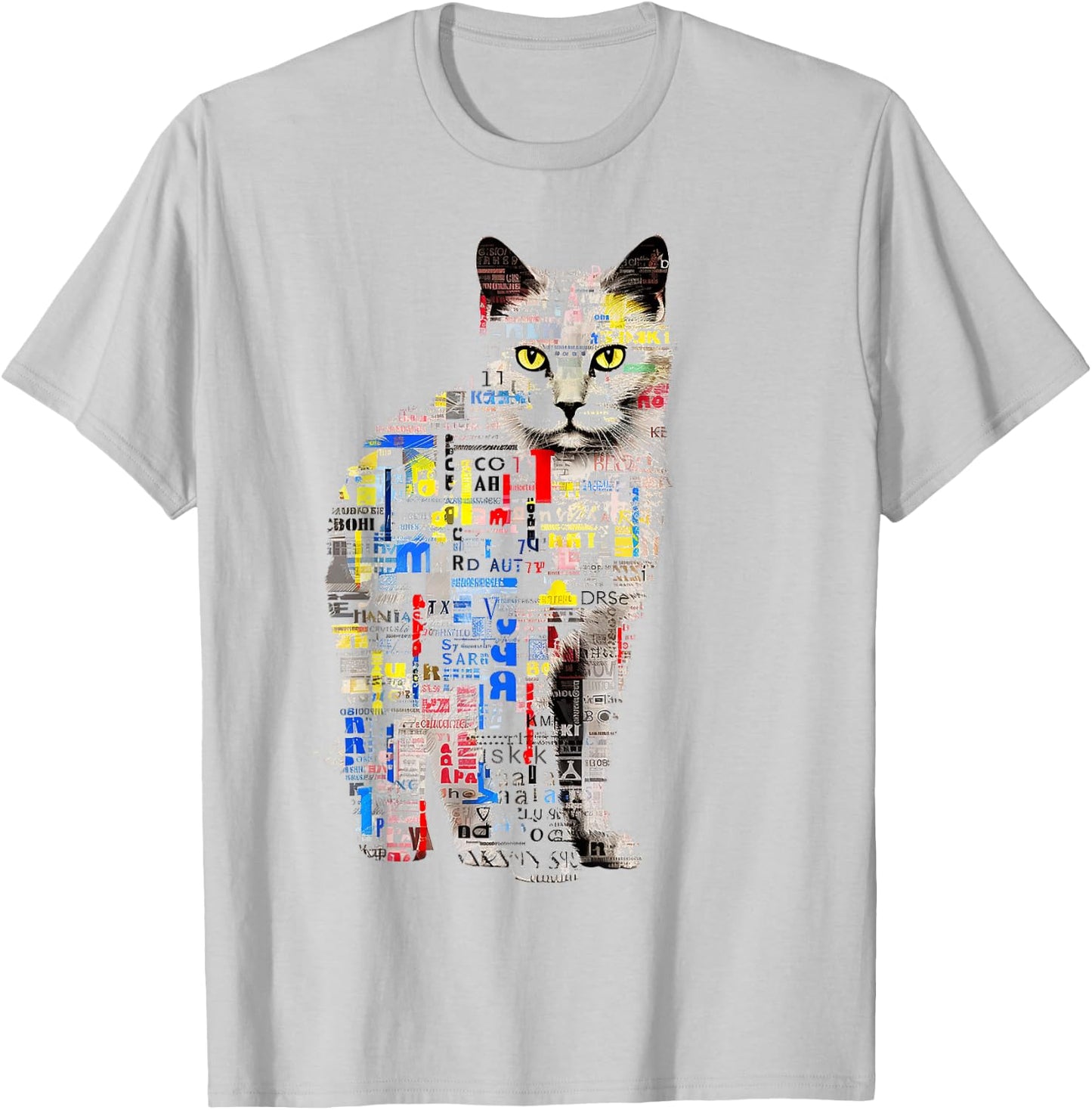 Chat Abstrait Graphique Texte Illustration Animal Chat T-Shirt - T-Shirt | Ash