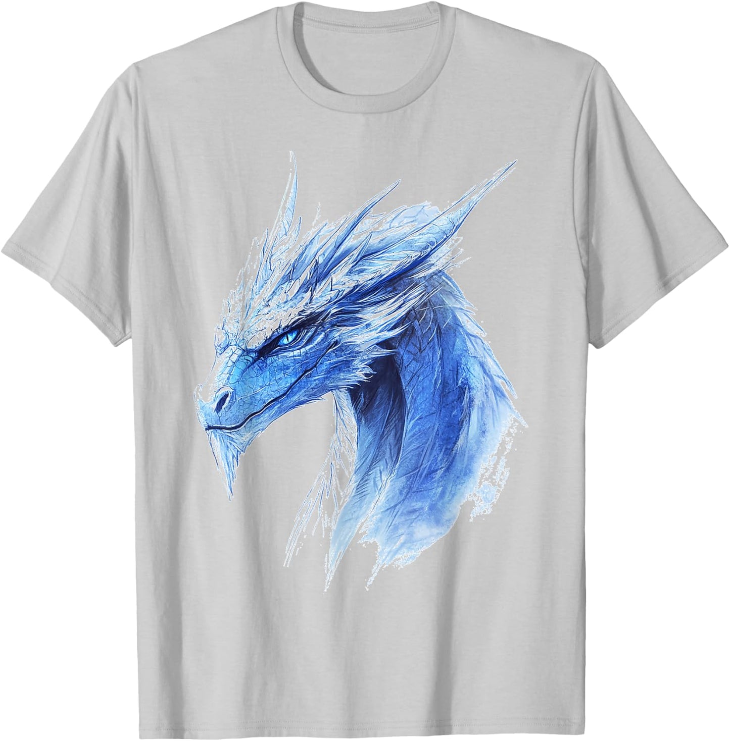 Ice Dragon Motif Mythical Illustration Ice Dragon T-Shirt - T-Shirt | Ash