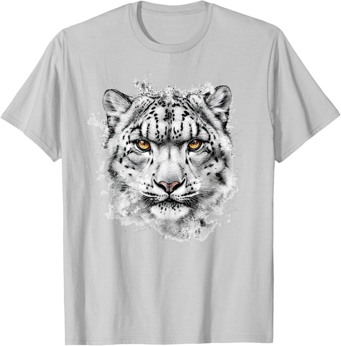 Snow Leopard Face T-Shirt - T-Shirt | Ash