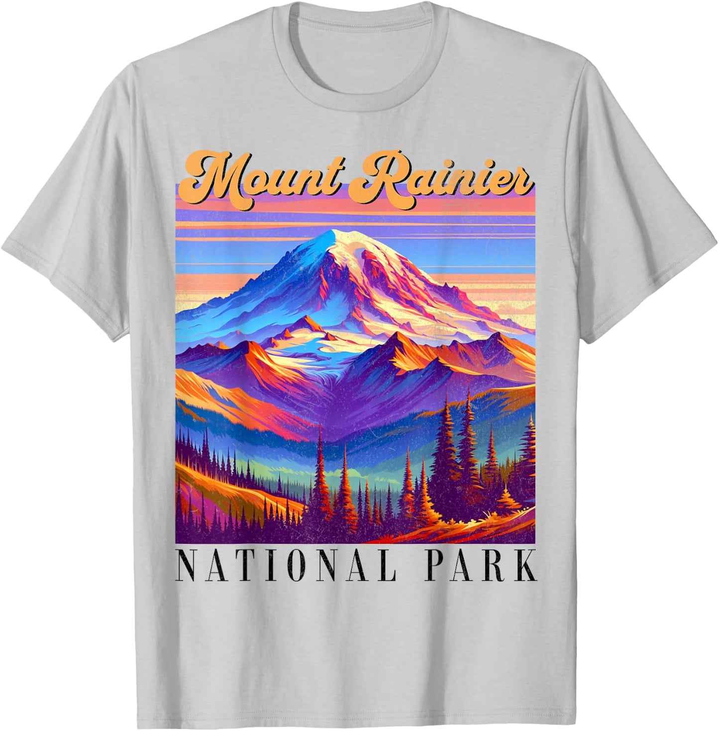 Mt. Rainier National Park Mountain Art Souvenir T-Shirt - T-Shirt | Ash