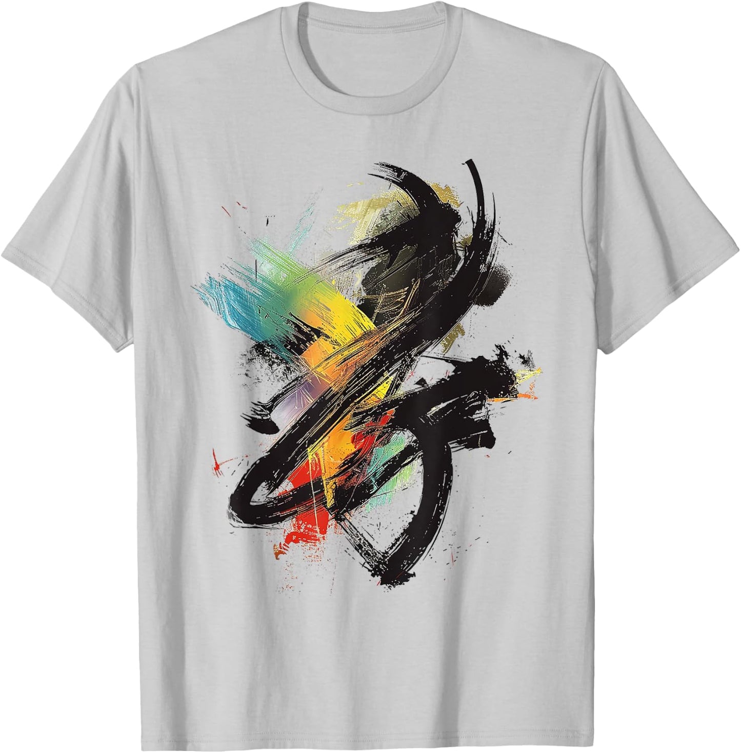 Abstract Art Colorful Graphic Art Painting , white, S T-Shirt - T-Shirt | Ash