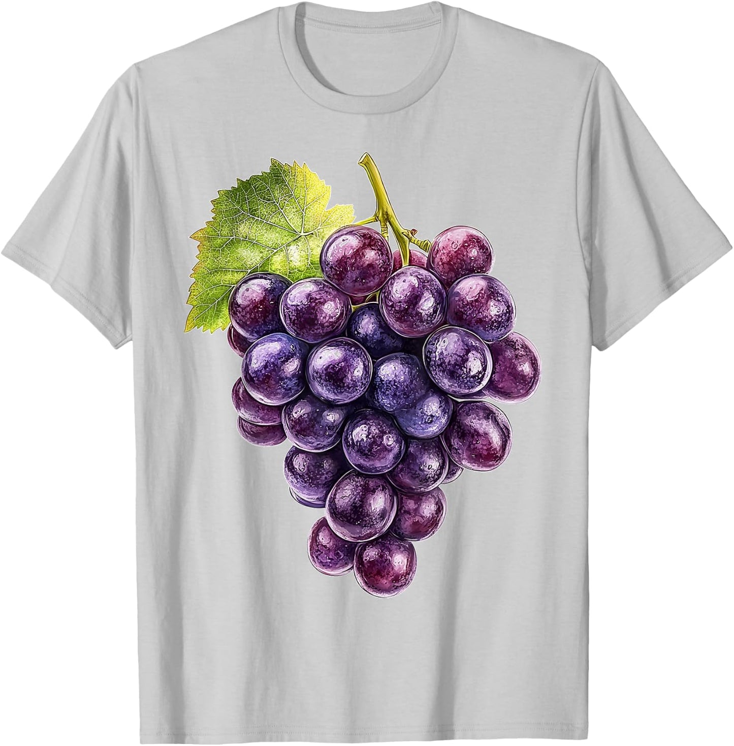 Grapes Fruit Motif Art Grapes T-Shirt - T-Shirt | Ash