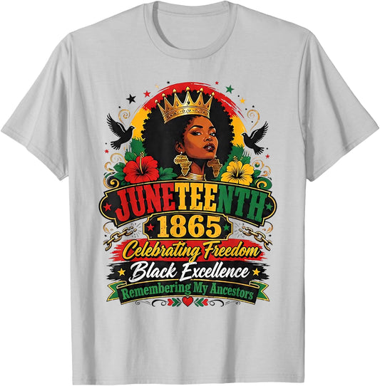 Juneteenth 1865 Celebrating Freedom Black Excellence Women T-Shirt - T-Shirt | Ash