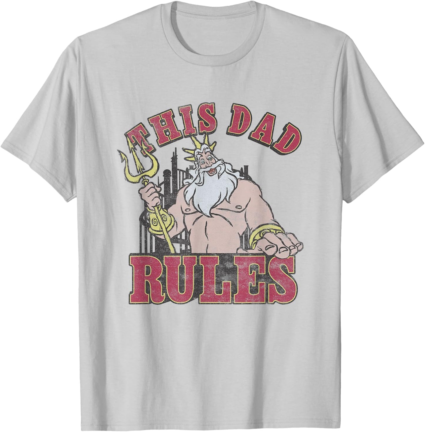 Disney The Little Mermaid Father's Day This Dad Rules Retro T-Shirt - T-Shirt | Ash