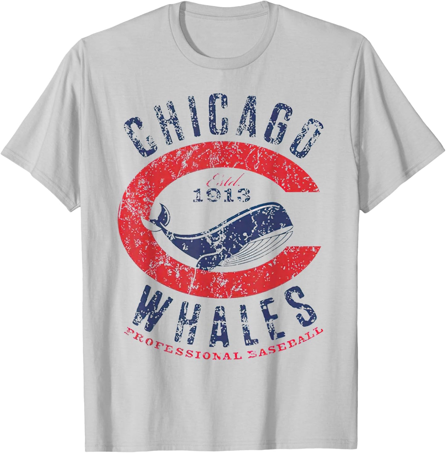 Chicago Whales Baseball Team Nostalgic Retro T-Shirt - T-Shirt | Ash