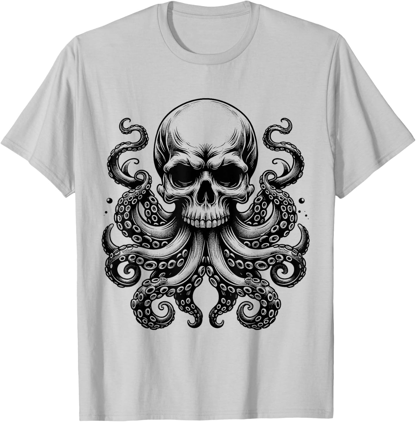 Octopus Skull Monster Kraken Skull T-Shirt - T-Shirt | Ash