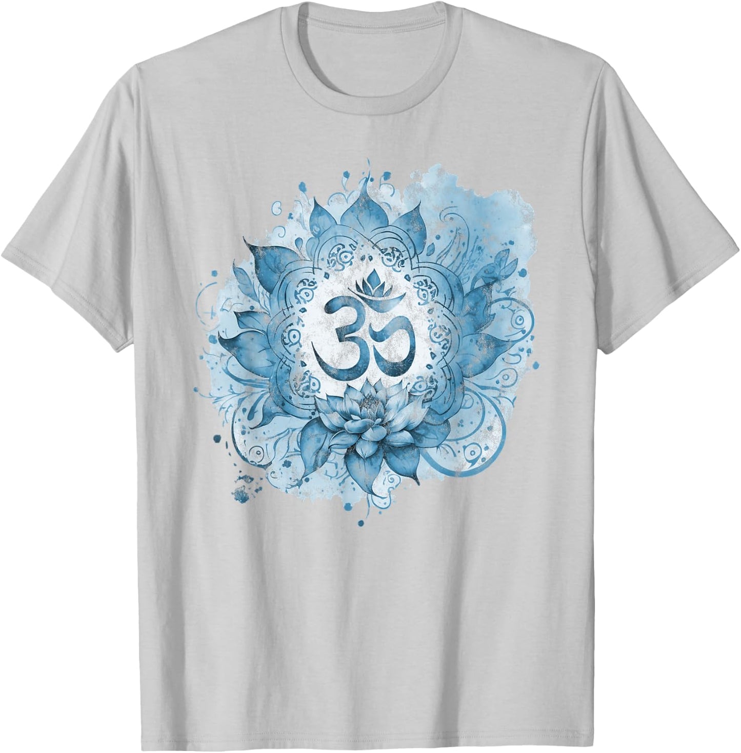 Om Mantra, Lotus, Buddhismus, Yoga, spirituelles Symbol, Spritzer T-Shirt - T-Shirt | Ash