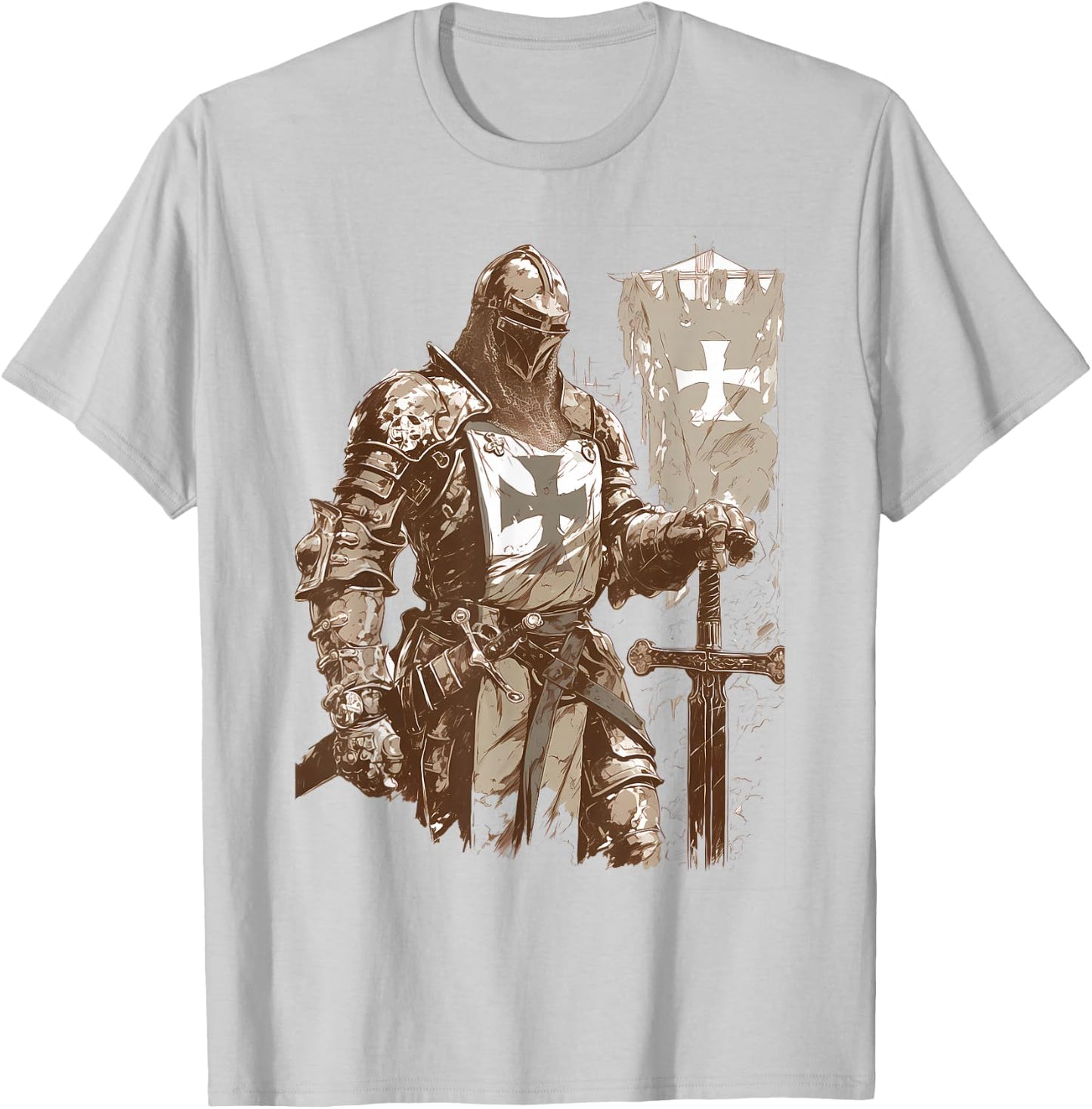 Hospitaller knight Medieval Templar T-Shirt - T-Shirt | Ash