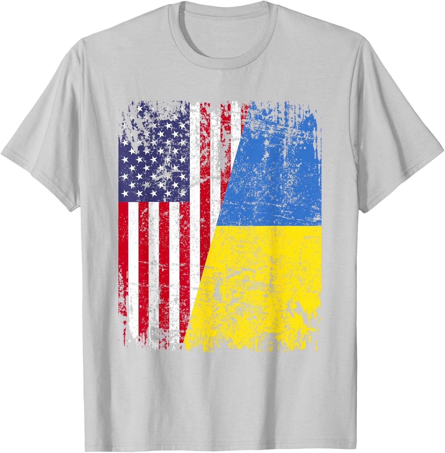 UKRAINIAN ROOTS | Half American Flag | UKRAINE T-Shirt - T-Shirt | Ash