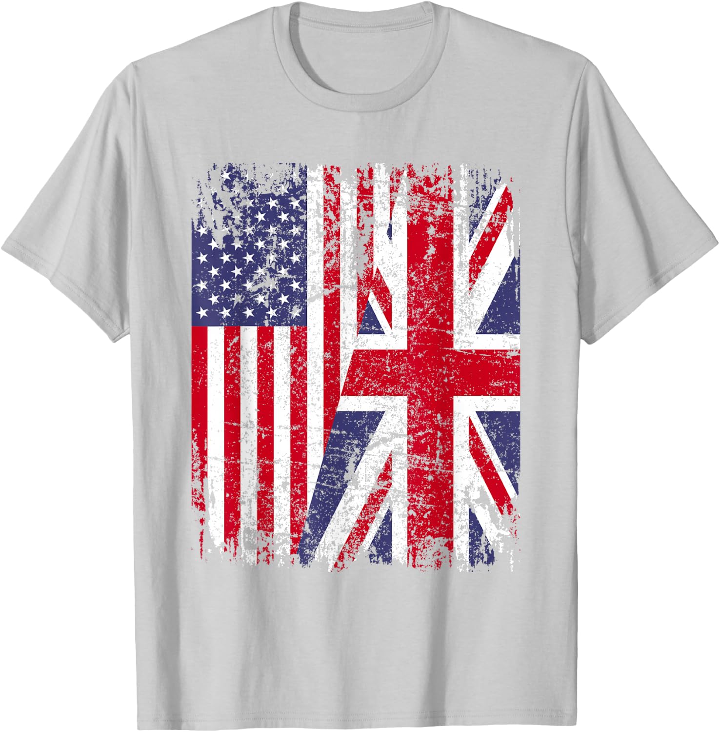 BRITISH ROOTS | Half American Flag | BRITAIN UK T-Shirt - T-Shirt | Ash