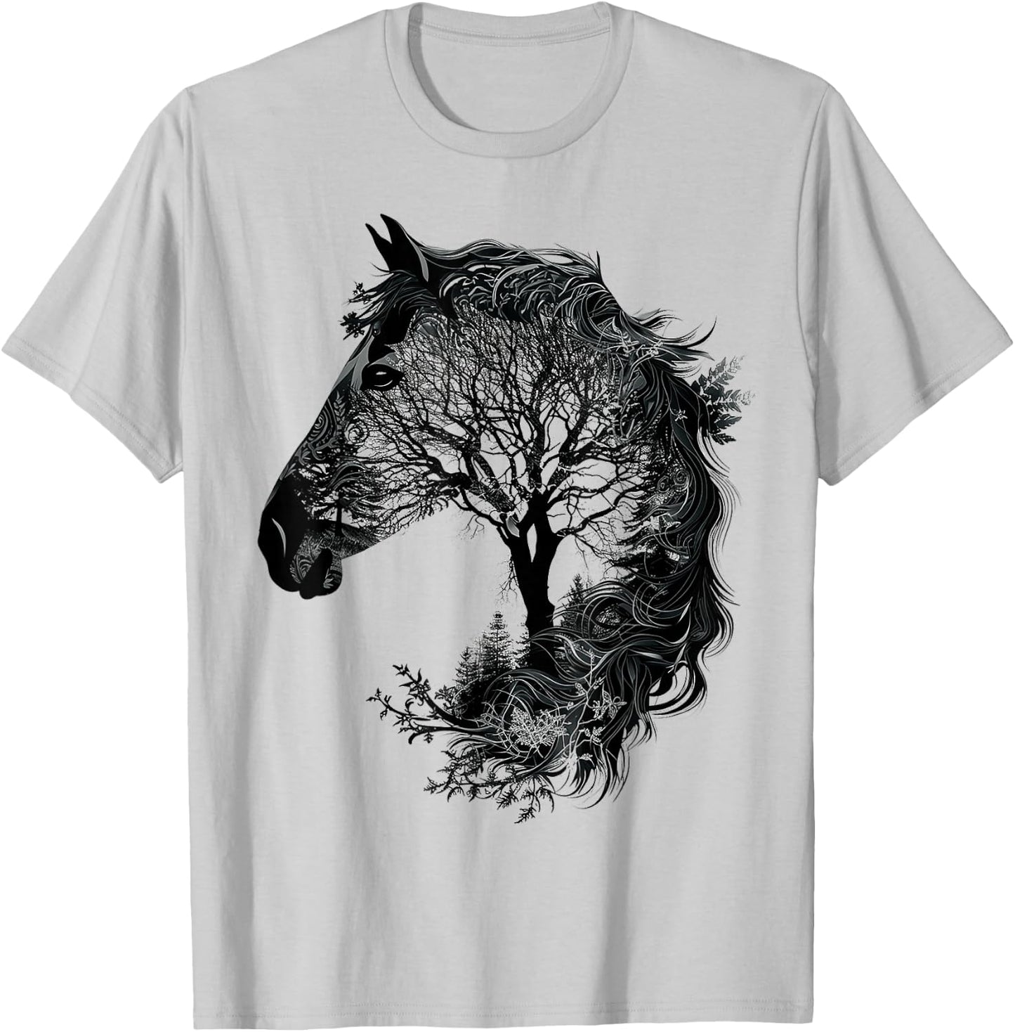 Horse Animal Nature Zoo Drawing Art Abstract Horse , white, S T-Shirt - T-Shirt | Ash