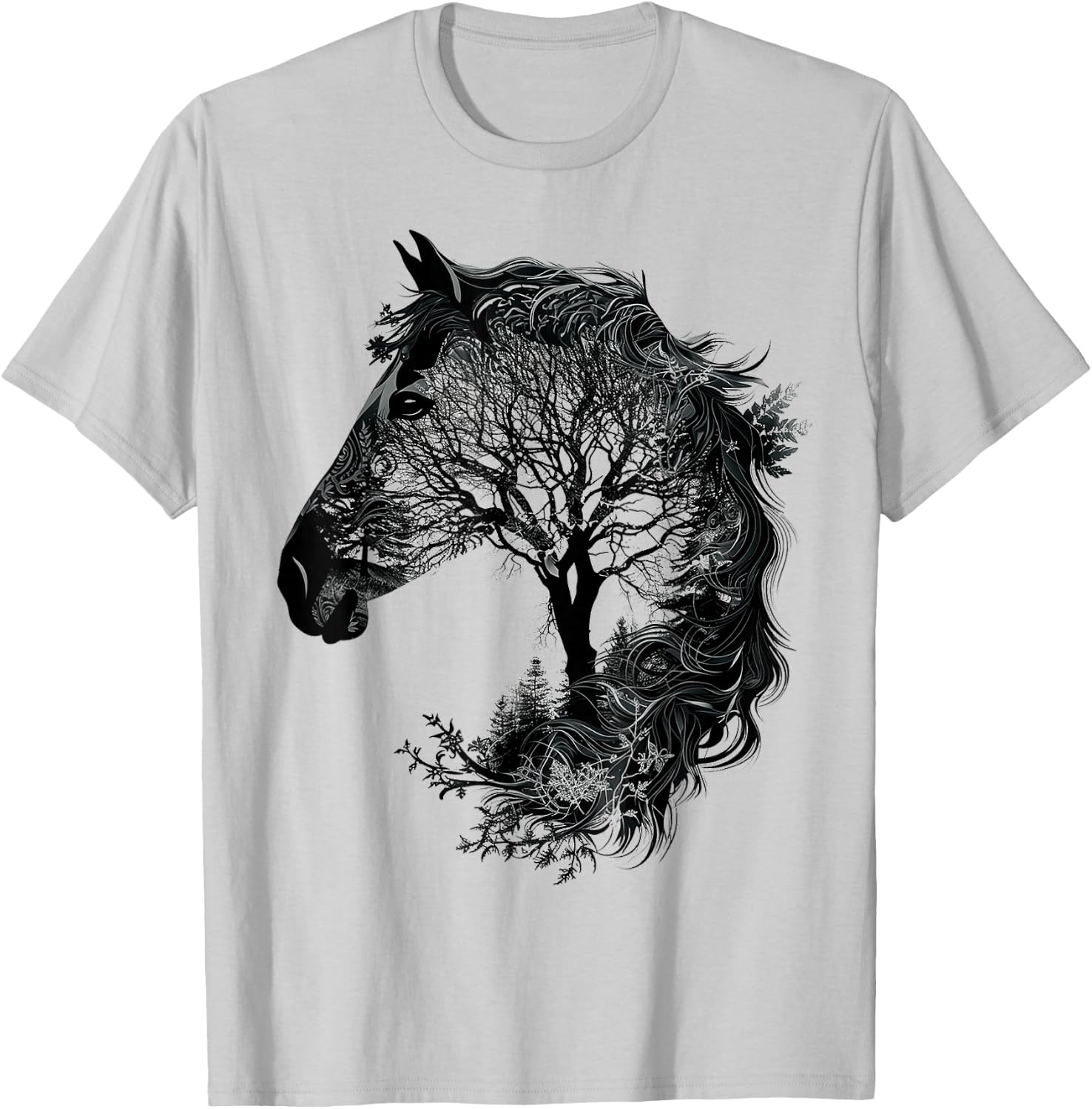 Horse Animal Nature Zoo Drawing Art Abstract Horse , white, S T-Shirt - T-Shirt | Ash