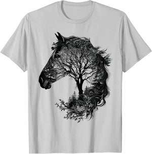 Horse Animal Nature Zoo Drawing Art Abstract Horse , white, S T-Shirt - T-Shirt | Ash