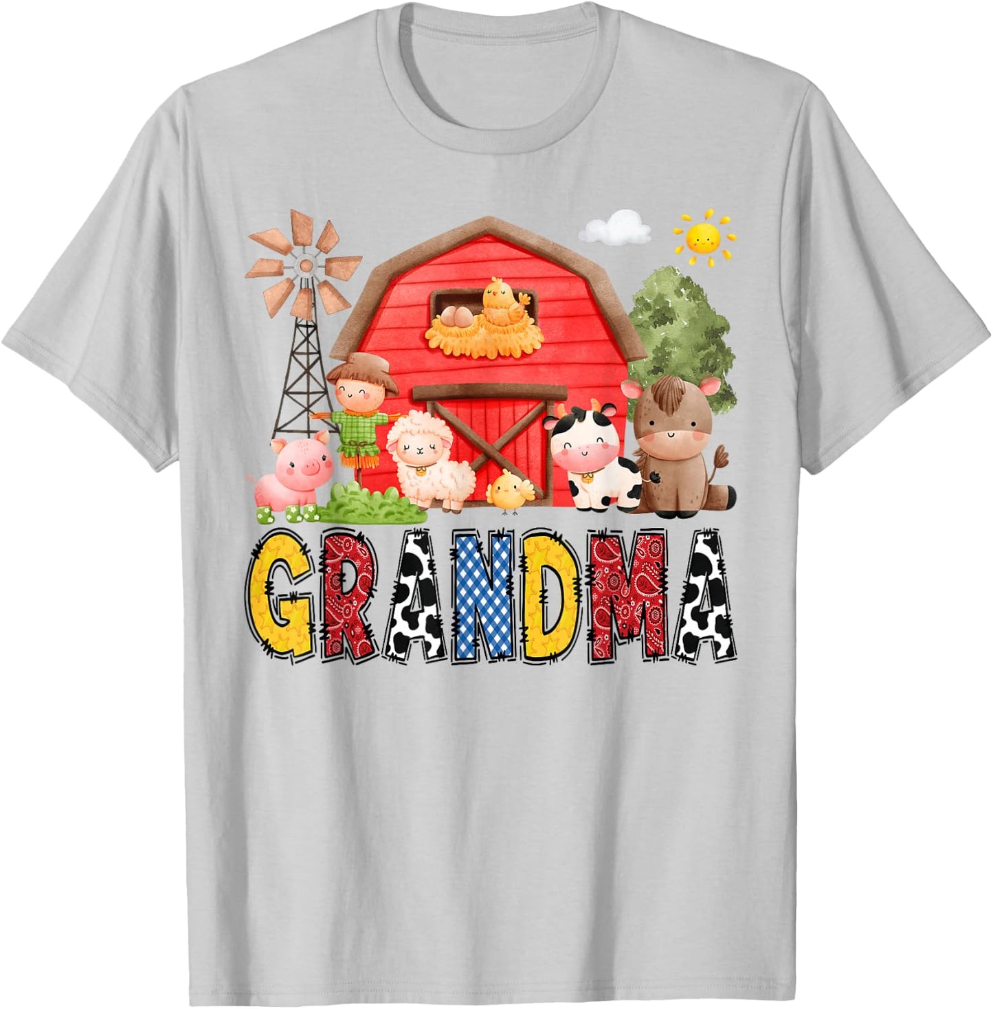 Grandma Farm Cow Birthday Boy Matching Family Matching T-Shirt - T-Shirt | Ash