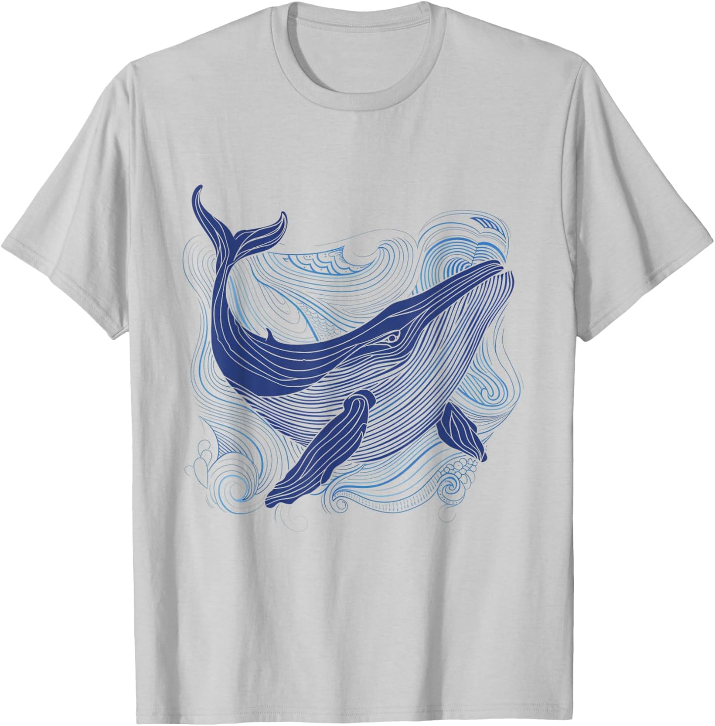Blue Whale 52 Hz Leaping Over Rainbow Waves T-Shirt - T-Shirt | Ash