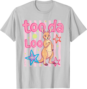Cute Kangaroo Tooda Loo Cartoon Animal Design T-Shirt - T-Shirt | Ash