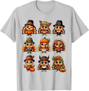 Cute Turkey Thanksgiving For Boys Girls Fall Season Turkey T-Shirt - T-Shirt | Ash