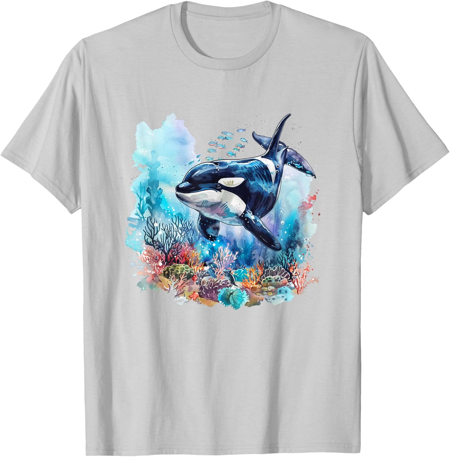 Orca t featuring Watercolor Orca T-Shirt - T-Shirt | Ash