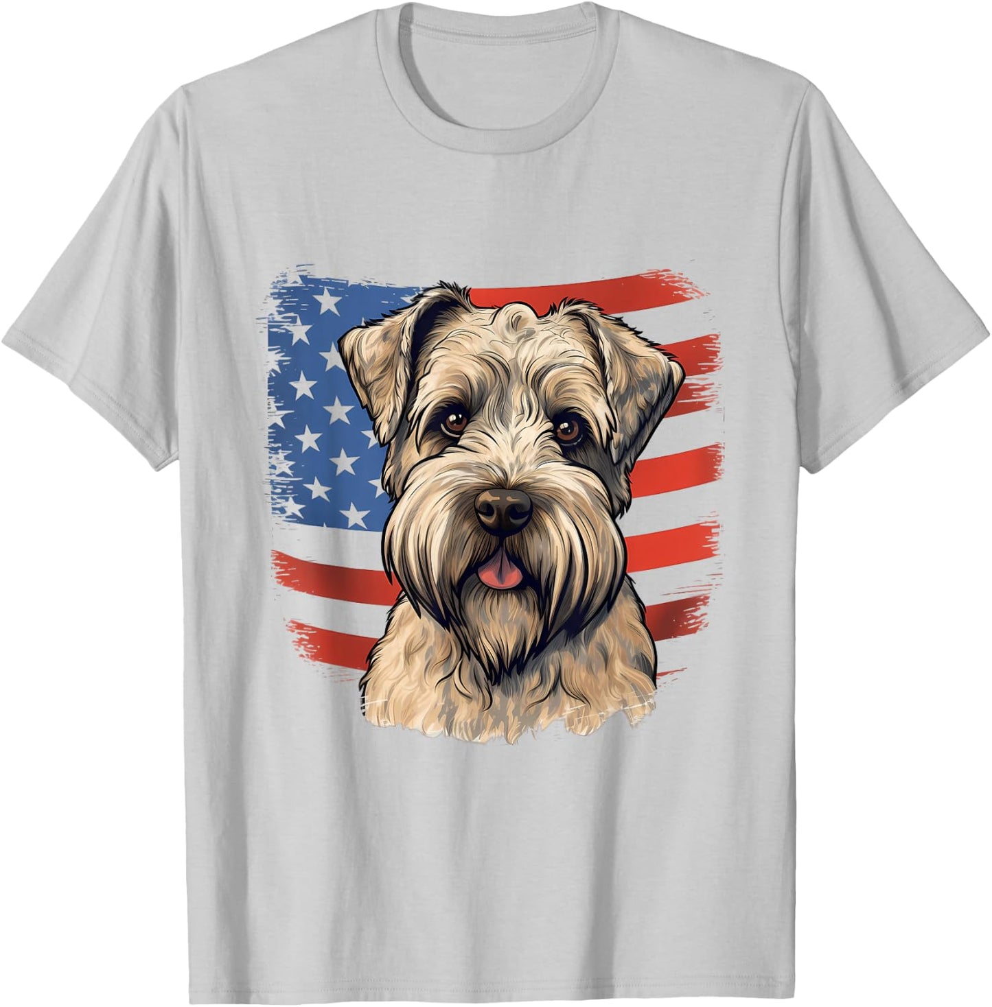 4th Of July US Flag Soft-Coated Wheaten Terrier Dog T-Shirt - T-Shirt | Ash