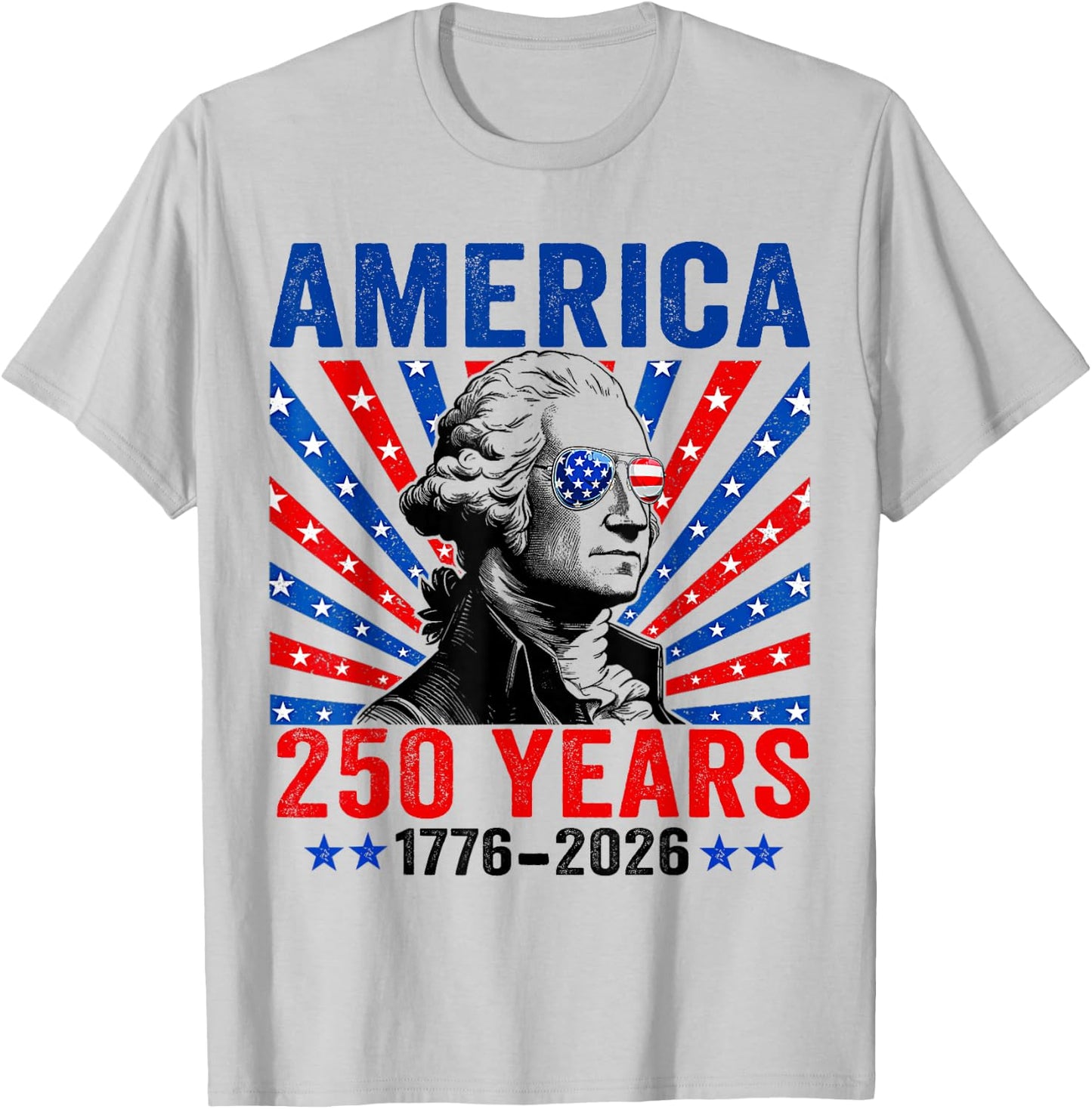 Vintage George Washington 250 Years America 4th of July T-Shirt - T-Shirt | Ash