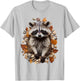 Raccoon Animal Nature Pattern Stones Illustration Face Raccoon , white, S T-Shirt - T-Shirt | Ash