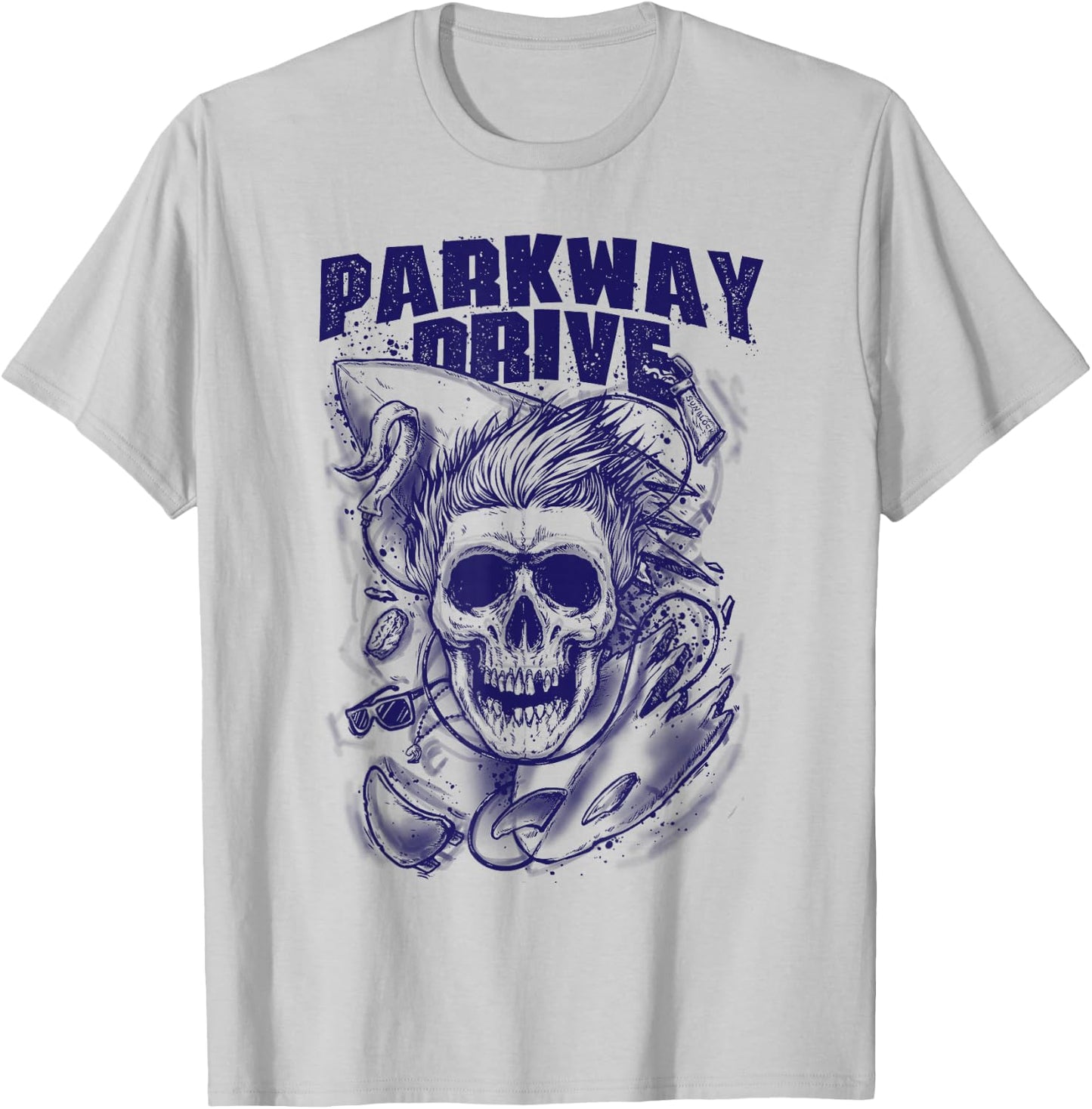 Parkway Drive - Official Merchandise - Surfer Skull - White T-Shirt - T-Shirt | Ash