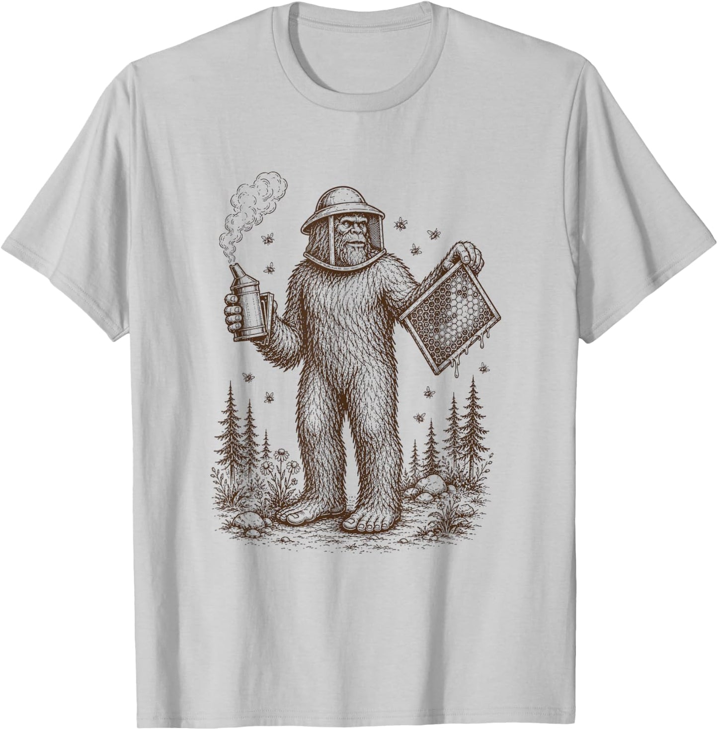 Bigfoot Beekeeper Beekeeping Sasquatch Apiarist Honey Lover T-Shirt - T-Shirt | Ash