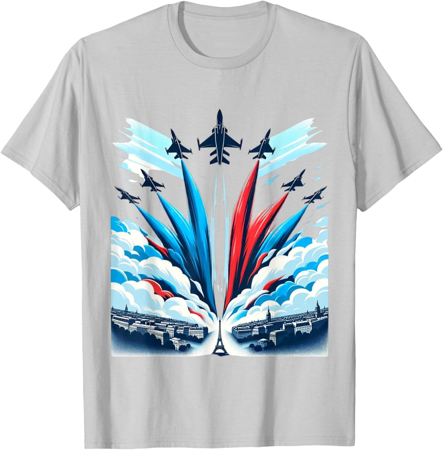 French National Day Bastille Airplane , white, S T-Shirt - T-Shirt | Ash