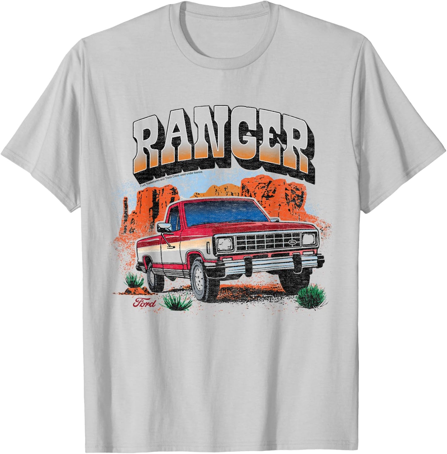Ford - Ranger Truck 1983 Outdoor Desert Mountain Landscape , White T-Shirt - T-Shirt | Ash