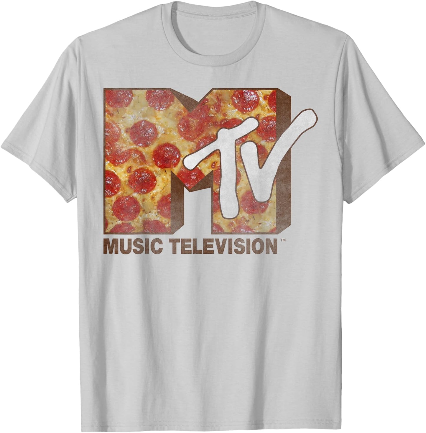 MTV Pepperoni Pizza Logo T-Shirt - T-Shirt | Ash