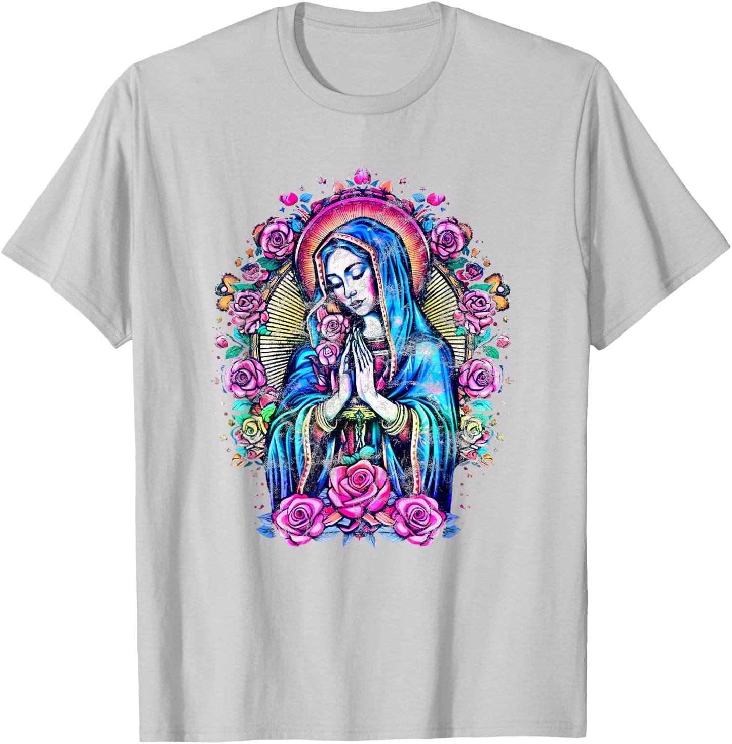Praying Mary with roses, Christianity, Our Lady of Guadalupe T-Shirt - T-Shirt | Ash