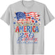 USA 250 Years America Floral Birthday Patriotic 4th of July T-Shirt - T-Shirt | Ash