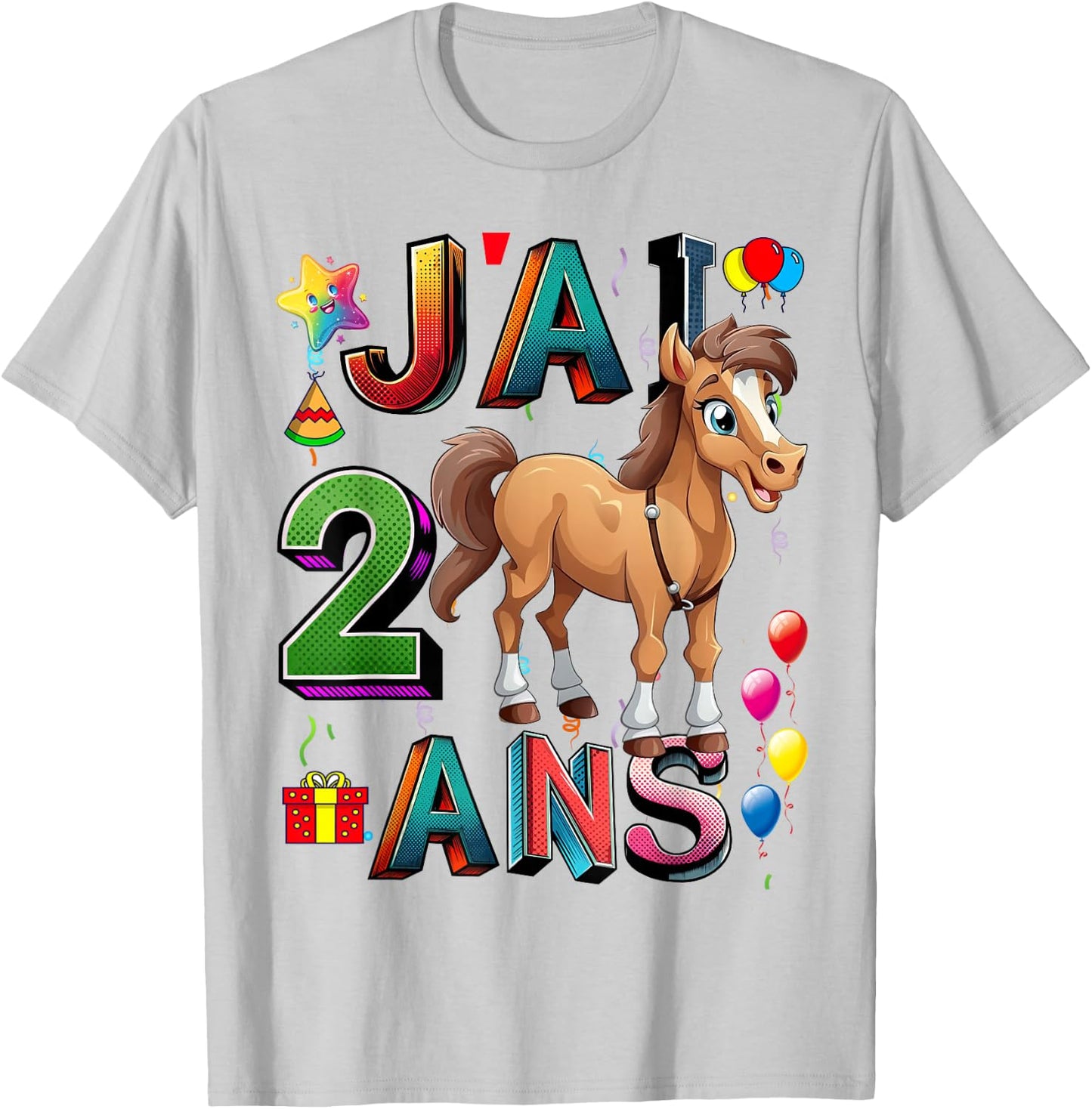 Child Horse Child 2 Years Birthday Boy Girl Horse , white, S T-Shirt - T-Shirt | Ash