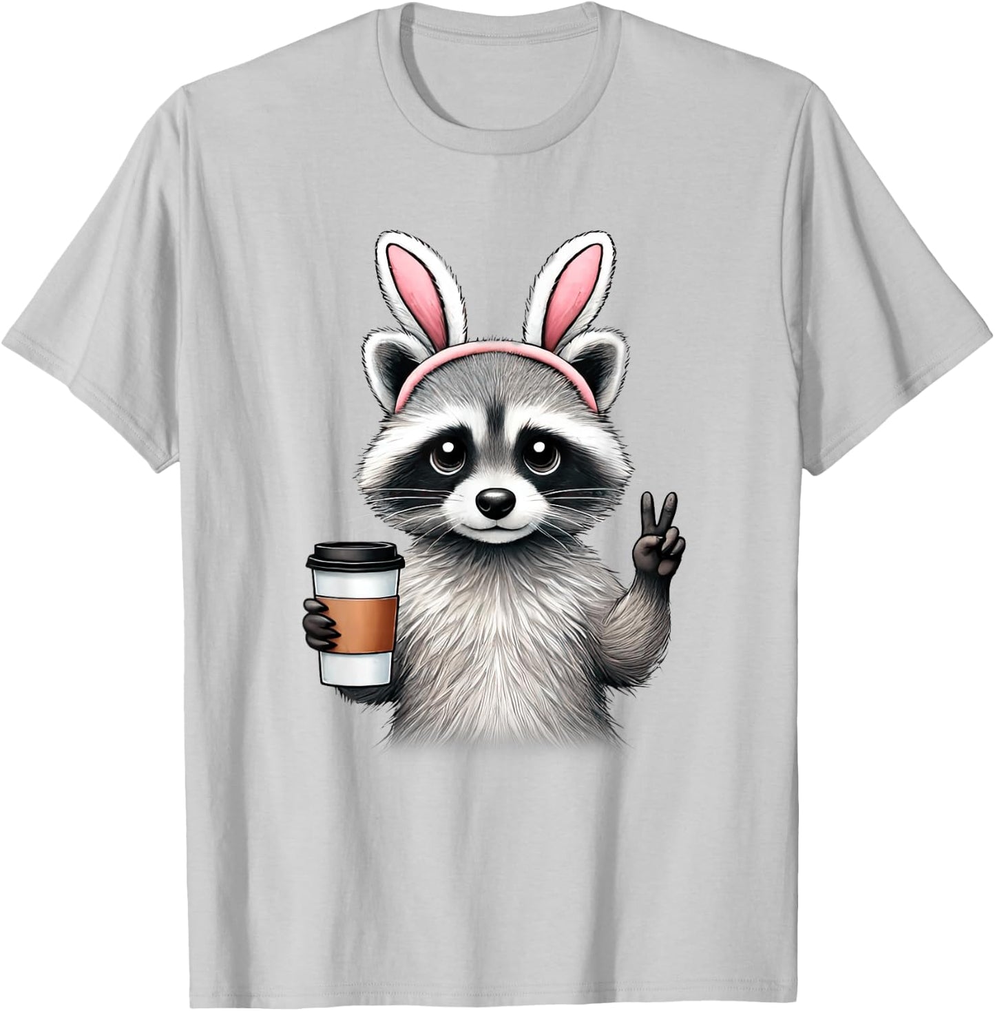 Happy Easter Bunny Raccoon Eggs Basket Women Teen Girl Kid T-Shirt - T-Shirt | Ash