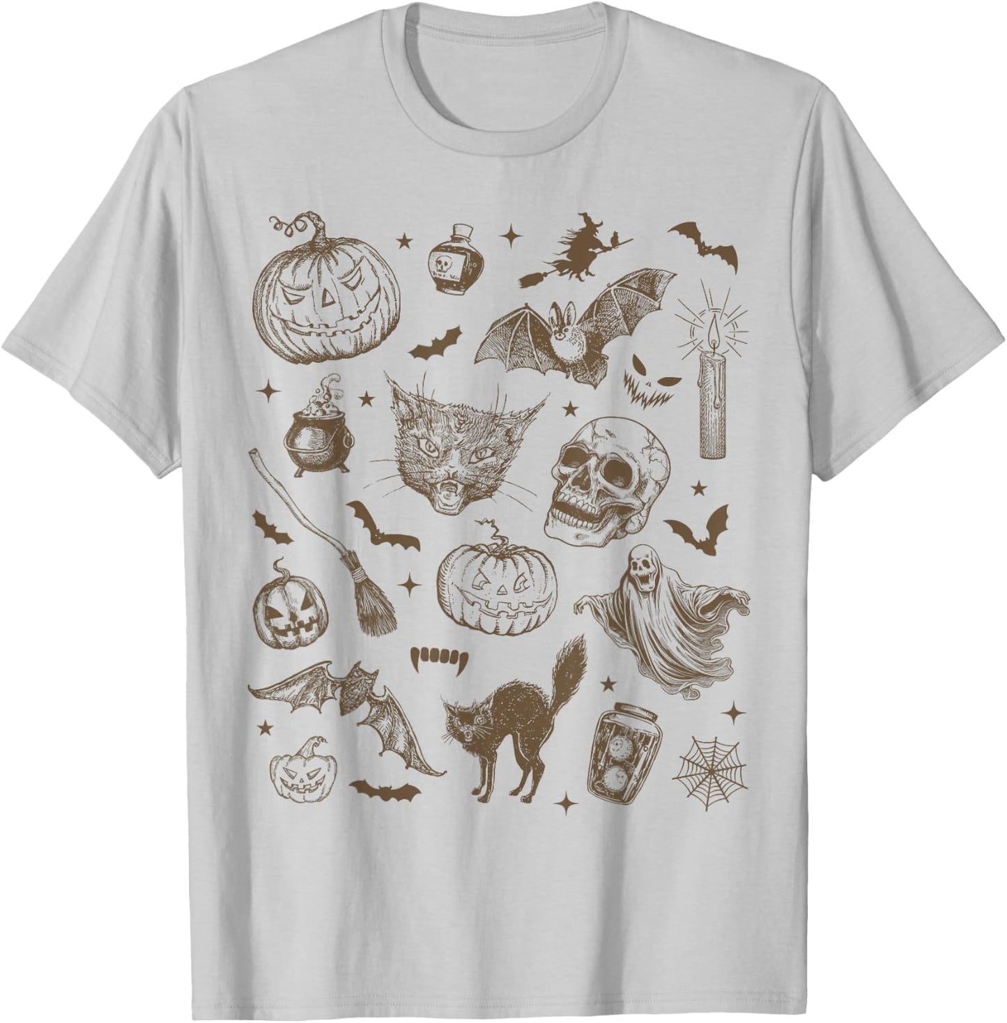 Halloween Vintage 90s Witchy Aesthetic Cute Retro Graphic T-Shirt - T-Shirt | Ash