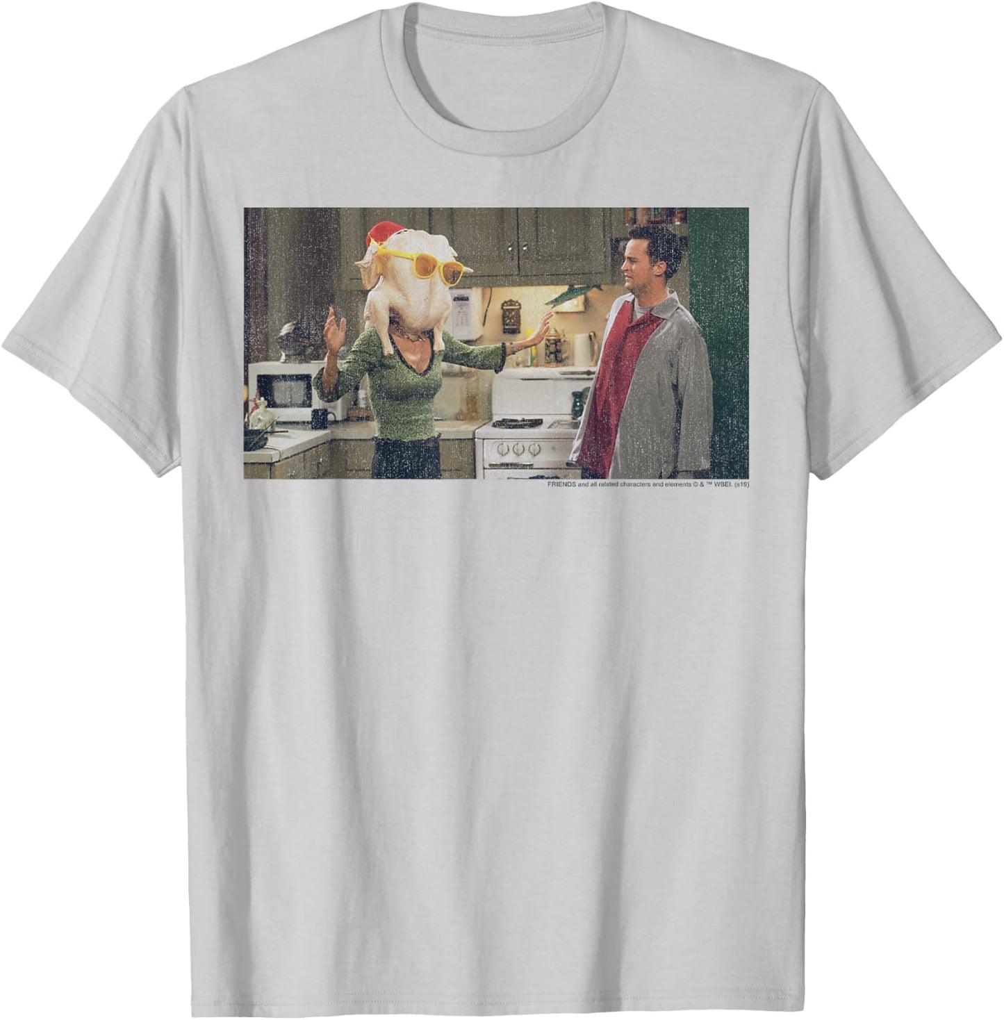 Friends Thanksgiving Turkey Head Monica Portrait T-Shirt - T-Shirt | Ash