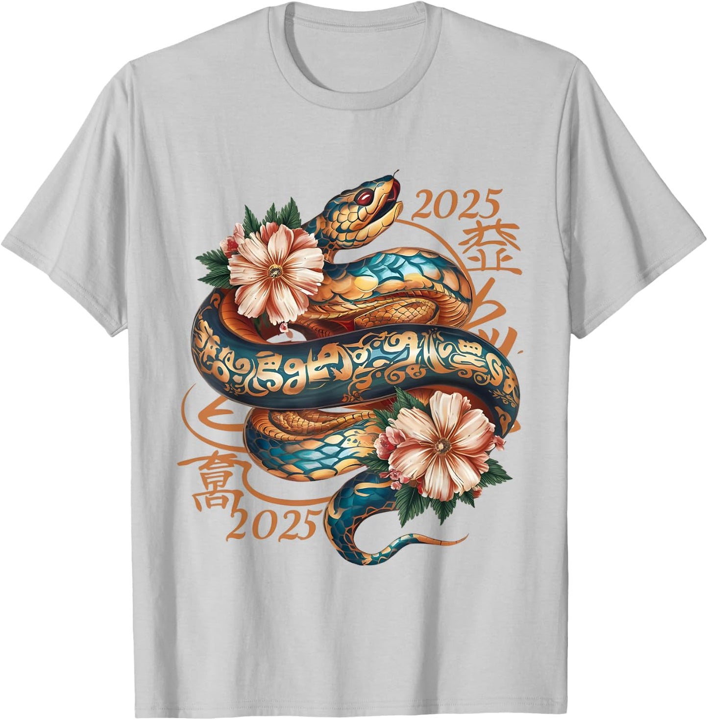 Chinese New Year Snake Lunar New Year 2025 Year of the Snake , Small, Blue T-Shirt - T-Shirt | Ash