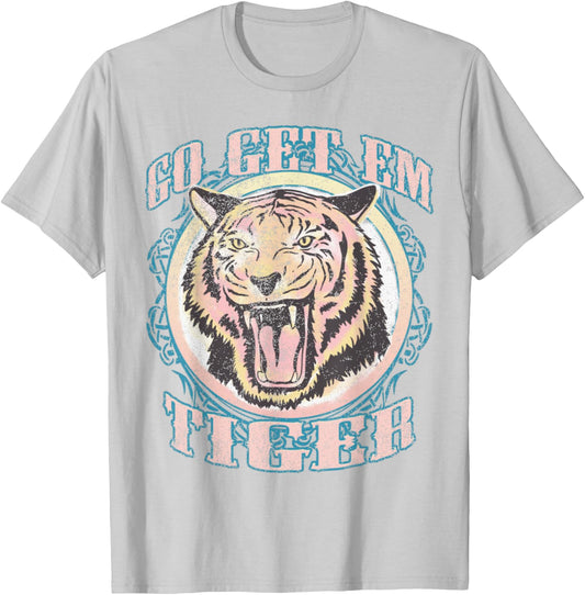 Go Get Em Tiger Bohemian Vintage Graphic Small T-Shirt - T-Shirt | Ash