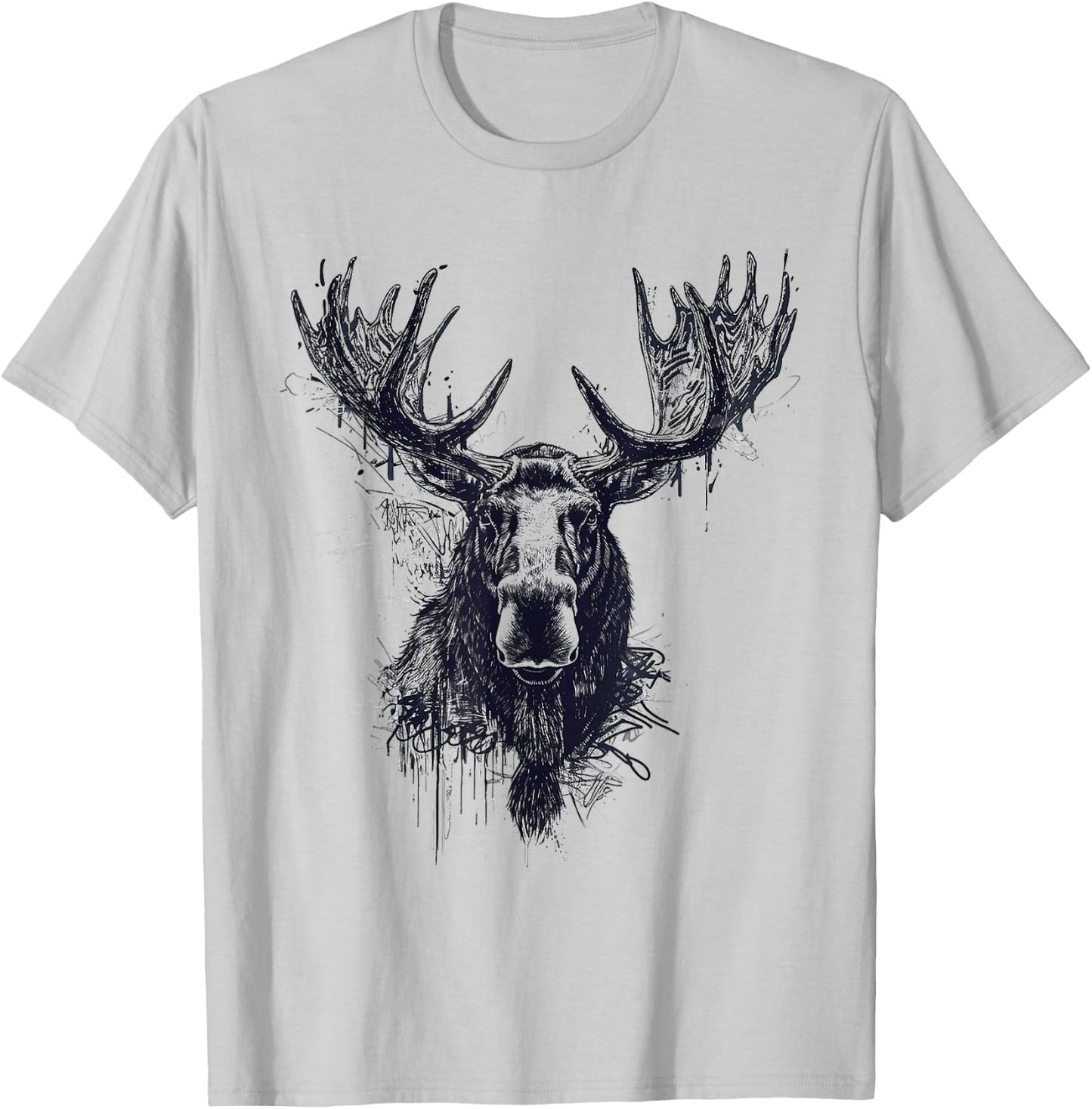 Elk Animal Print Zoo Drawing Illustration Abstract Elk , white, S T-Shirt - T-Shirt | Ash