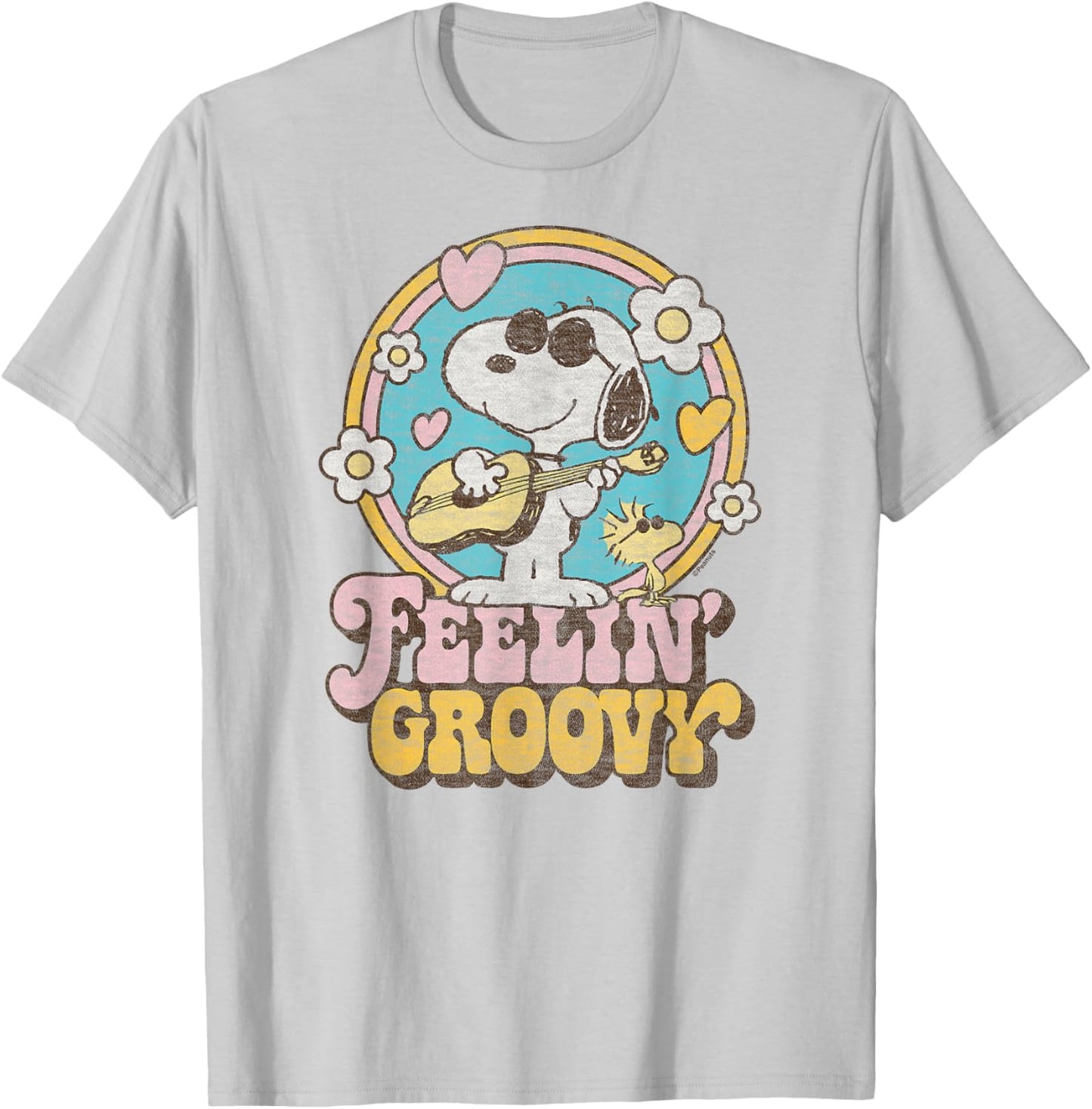 Peanuts Feelin' Groovy Snoopy and Woodstock , gray T-Shirt - T-Shirt | Ash