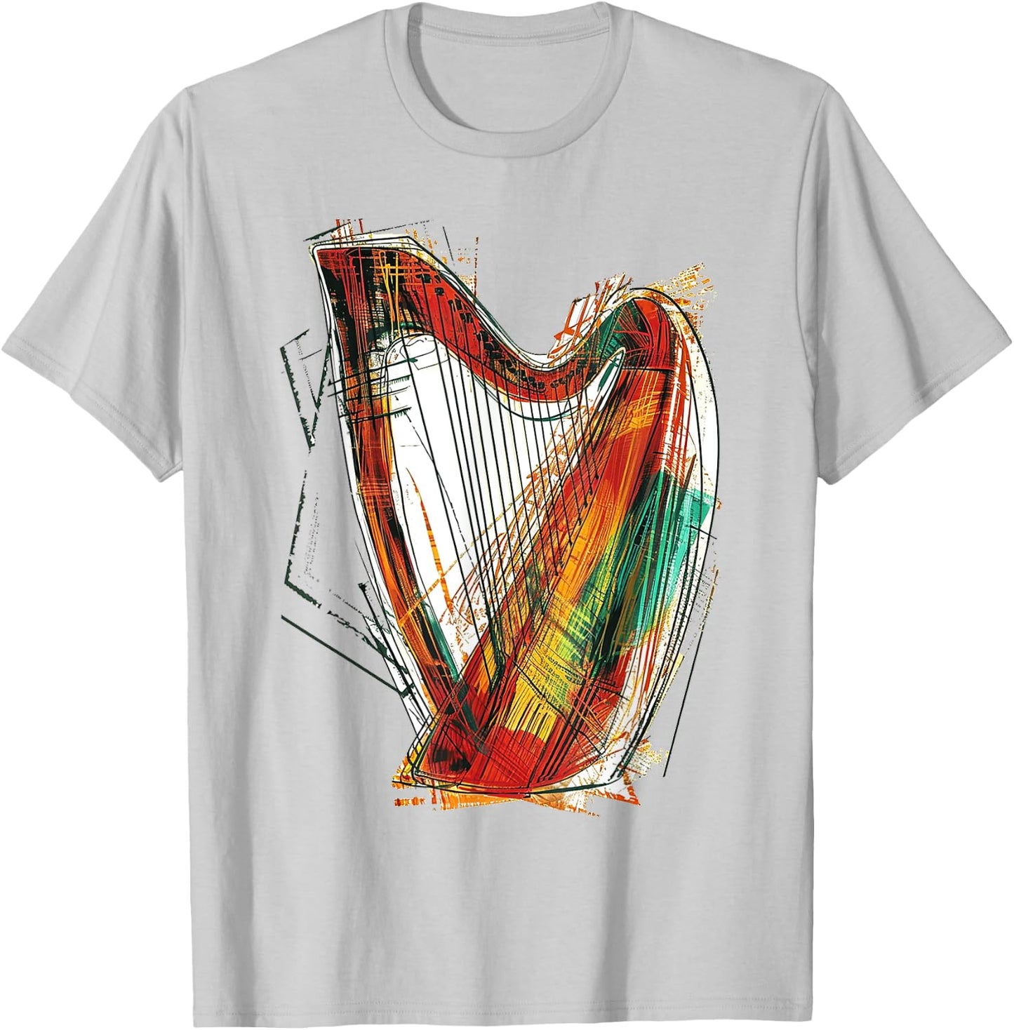 Harpe Dessin Art Motif Musique Graphique T-Shirt - T-Shirt | Ash