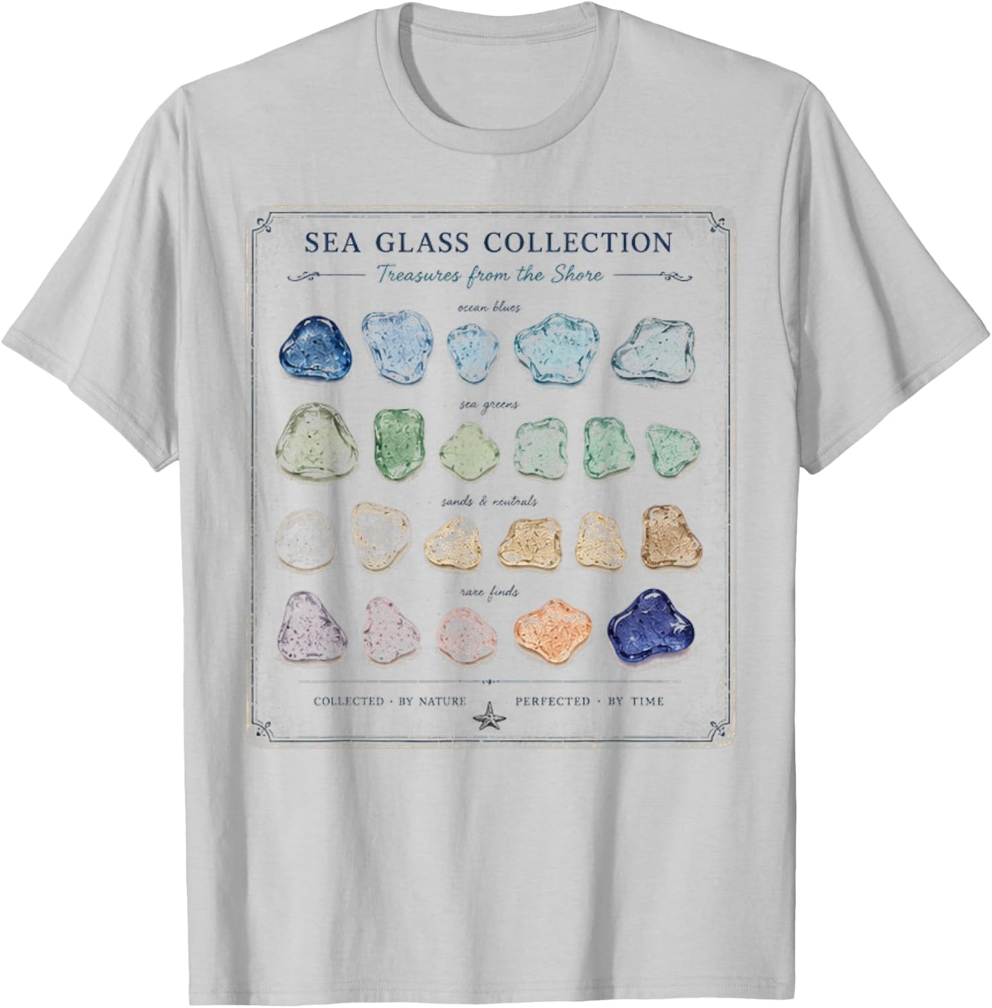 Sea Glass Collection Vintage Beach Treasure T-Shirt - T-Shirt | Ash